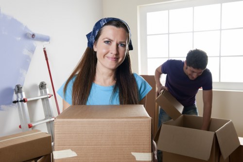 Moving boxes and furniture prepared for removals in Camden