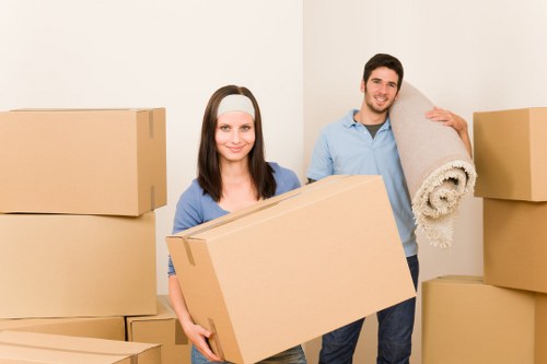 Packed boxes prepared for a student move in Camden