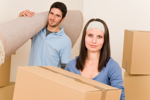 Removal van with equipment during a professional move